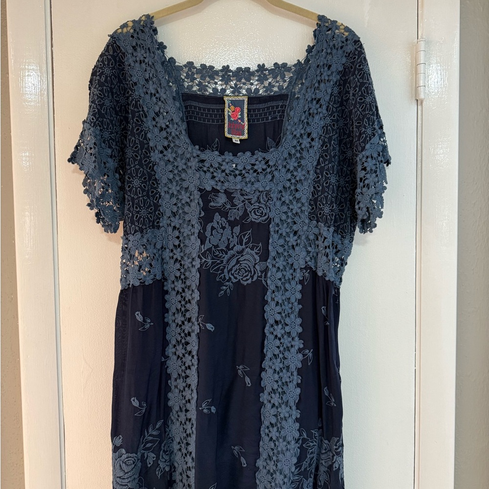 Johnny Was Navy Floral Lace Dress
